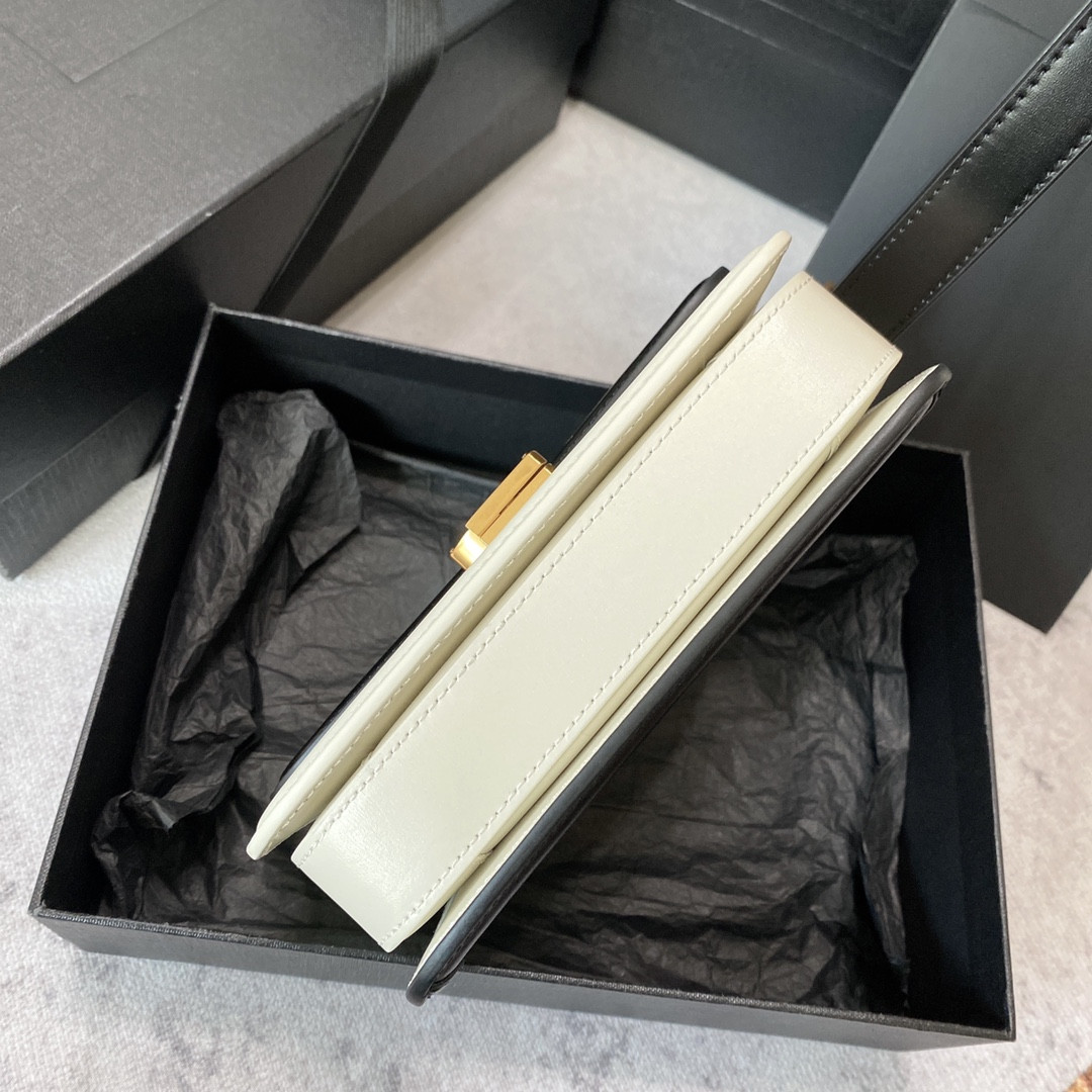 y*l solferino small satchel in box Sa**t Lau*nt black 7.4 x 5.1 x 1.9 inches