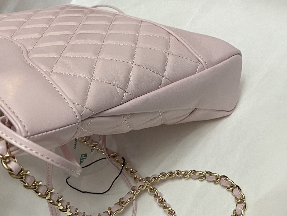 Ch*el mini shopping bag shiny lambskin & gold-tone metal 22x23x5.5cm