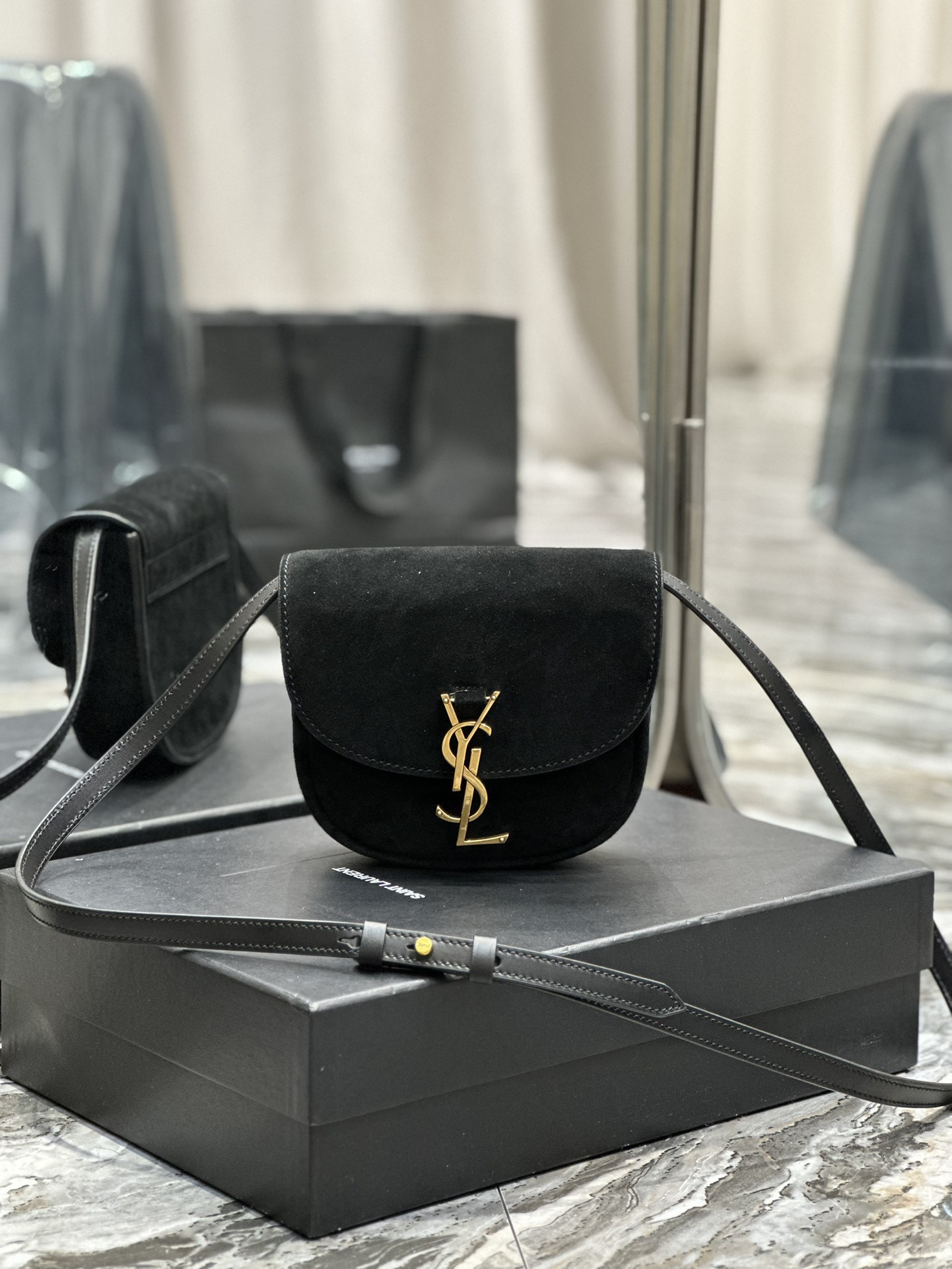 Y*L kaia small satchel in smooth leather 7.2 x 6.1 x 2.1 inches