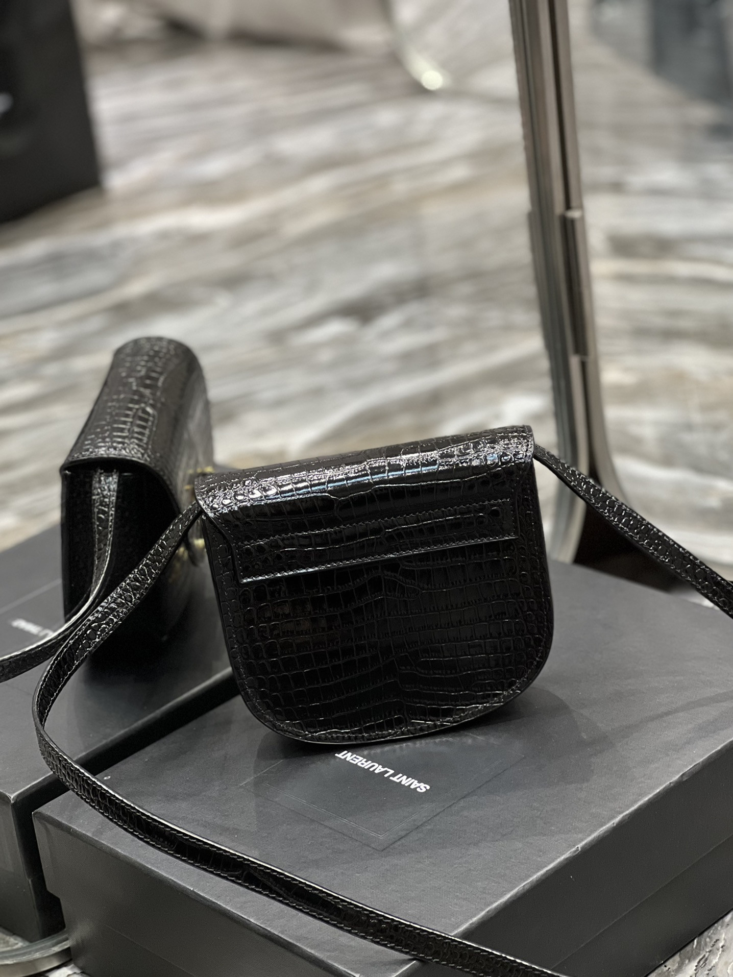 Y*L kaia small satchel in smooth leather 7.2 x 6.1 x 2.1 inches