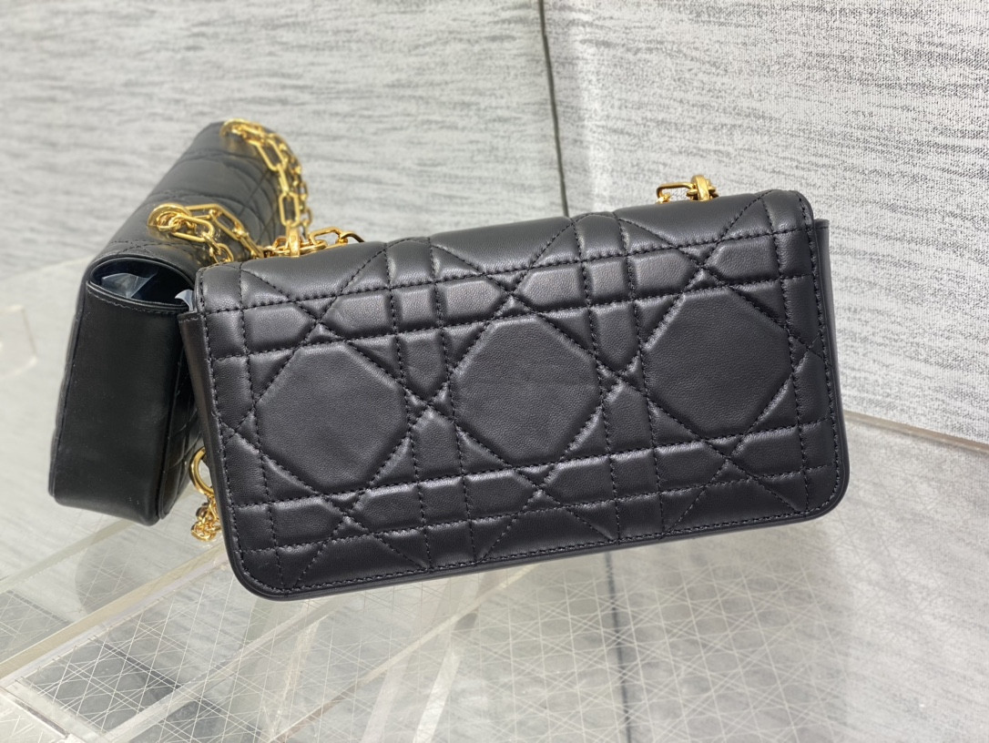 D*or mini D*or ange bag black macrocannage calfskin 20 x 12 x 5 cm