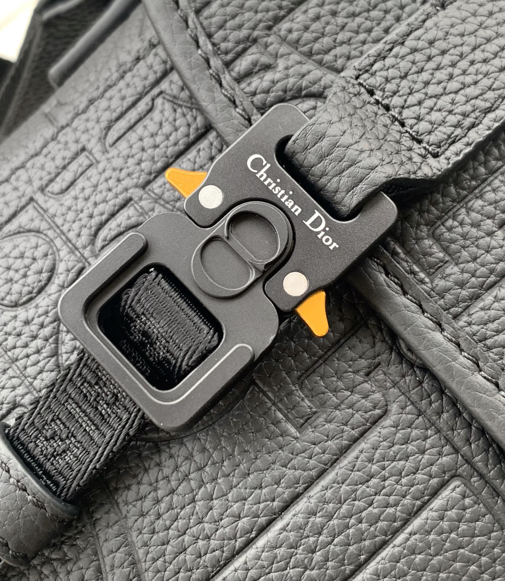 D*or hit the road messenger bag with flap black D*or gravity leather and black grained calfskin 24 x 18 x 8 cm