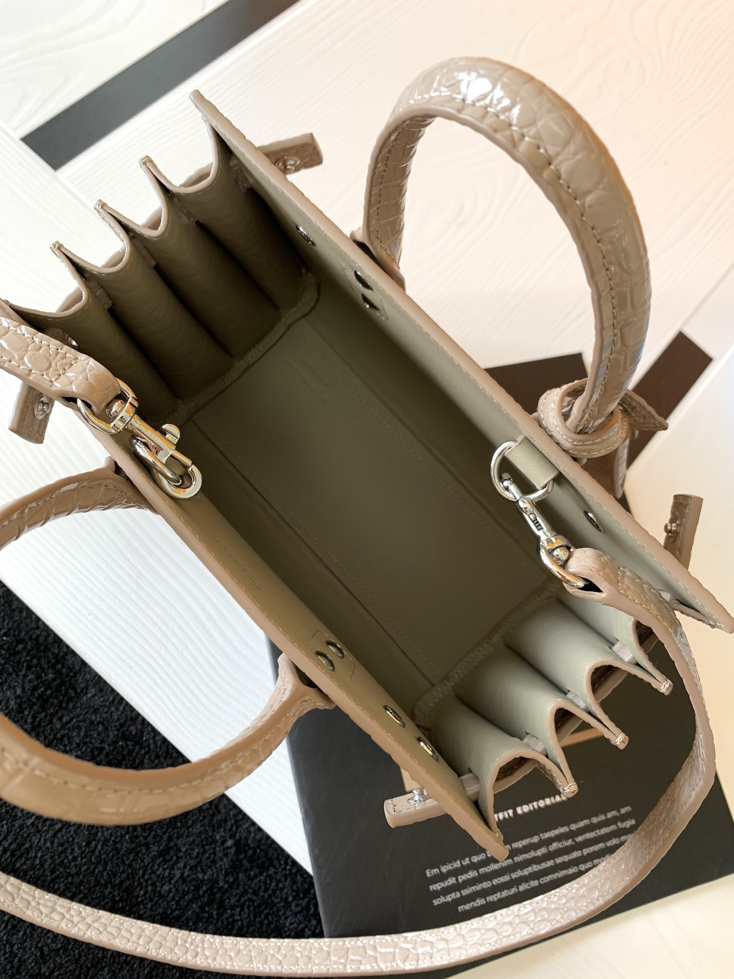 Y*L sac de jour in crocodile embossed leather - nano 22x18x10.5cm