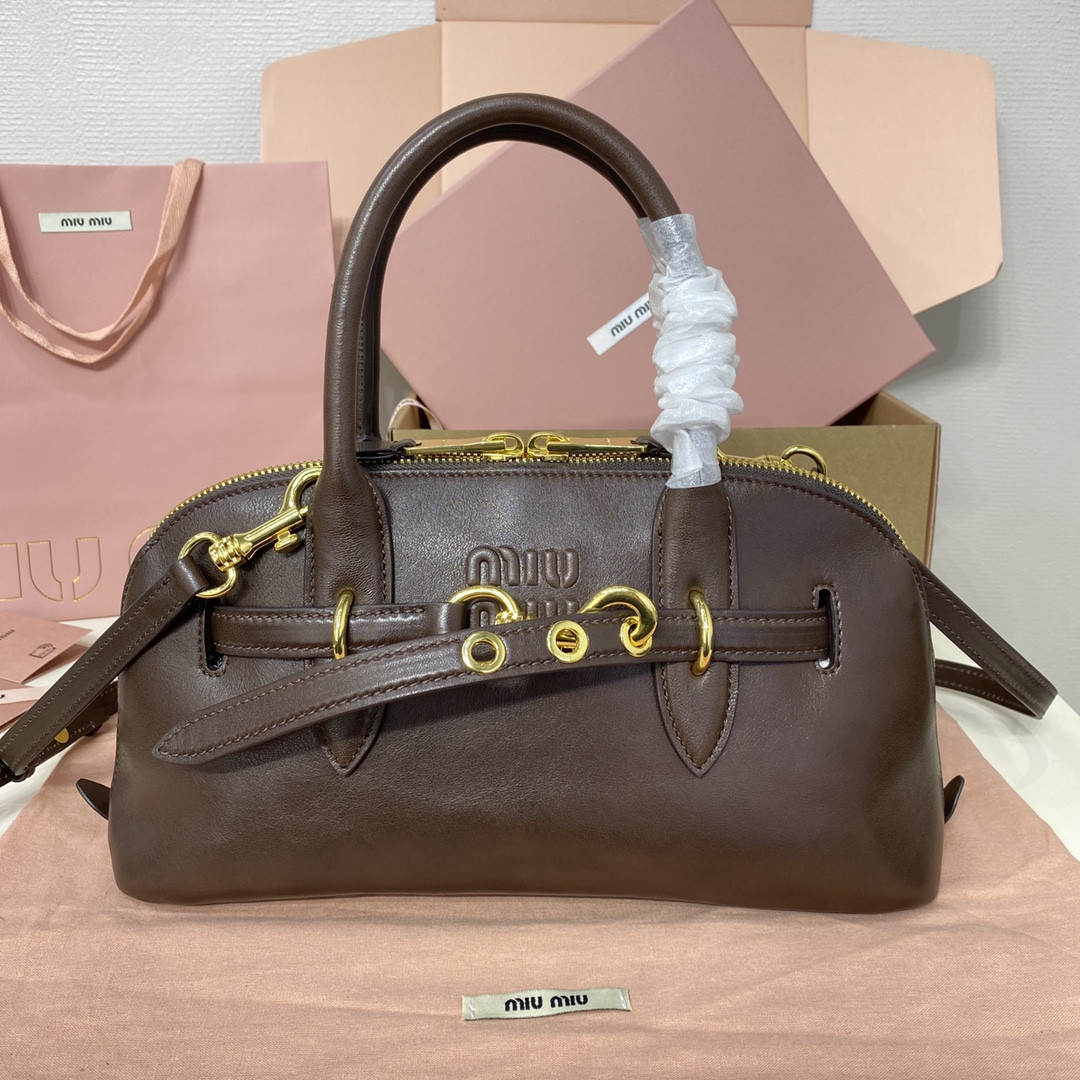 Miu Miu Aventure nappa leather top-handle bag 17x33x11cm