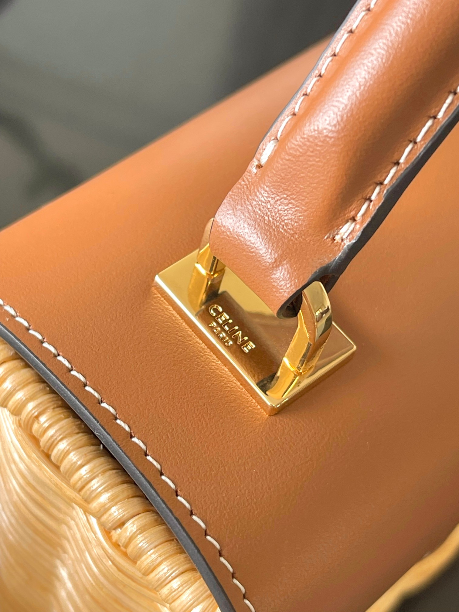 Ce**e teen garance bag in wicker and natural calfskin 18.5x13.5x7cm