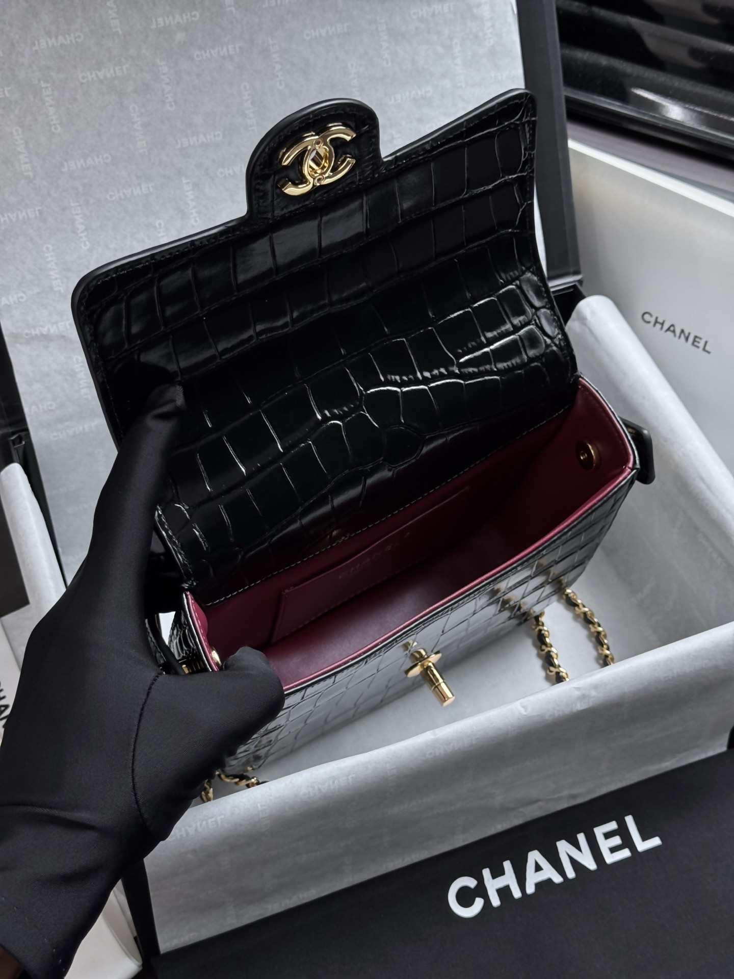 Ch**el mini flap bag with handle as6424 14.5x19.5x5cm