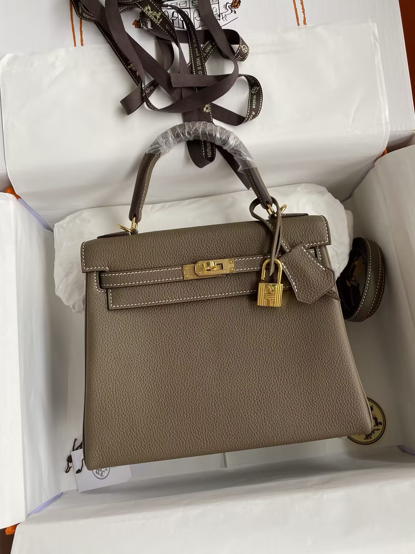 HERMÈS Kelly Silver-tone Hardware 25 28