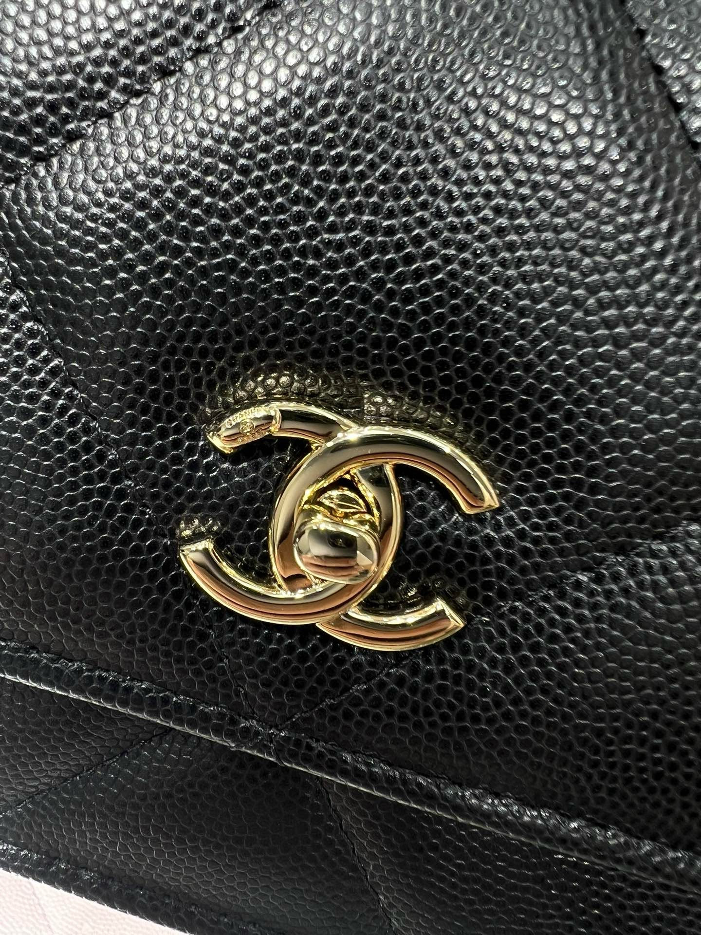 Ch**el flap bag with top handle wallet on chain 11x18.5x6cm