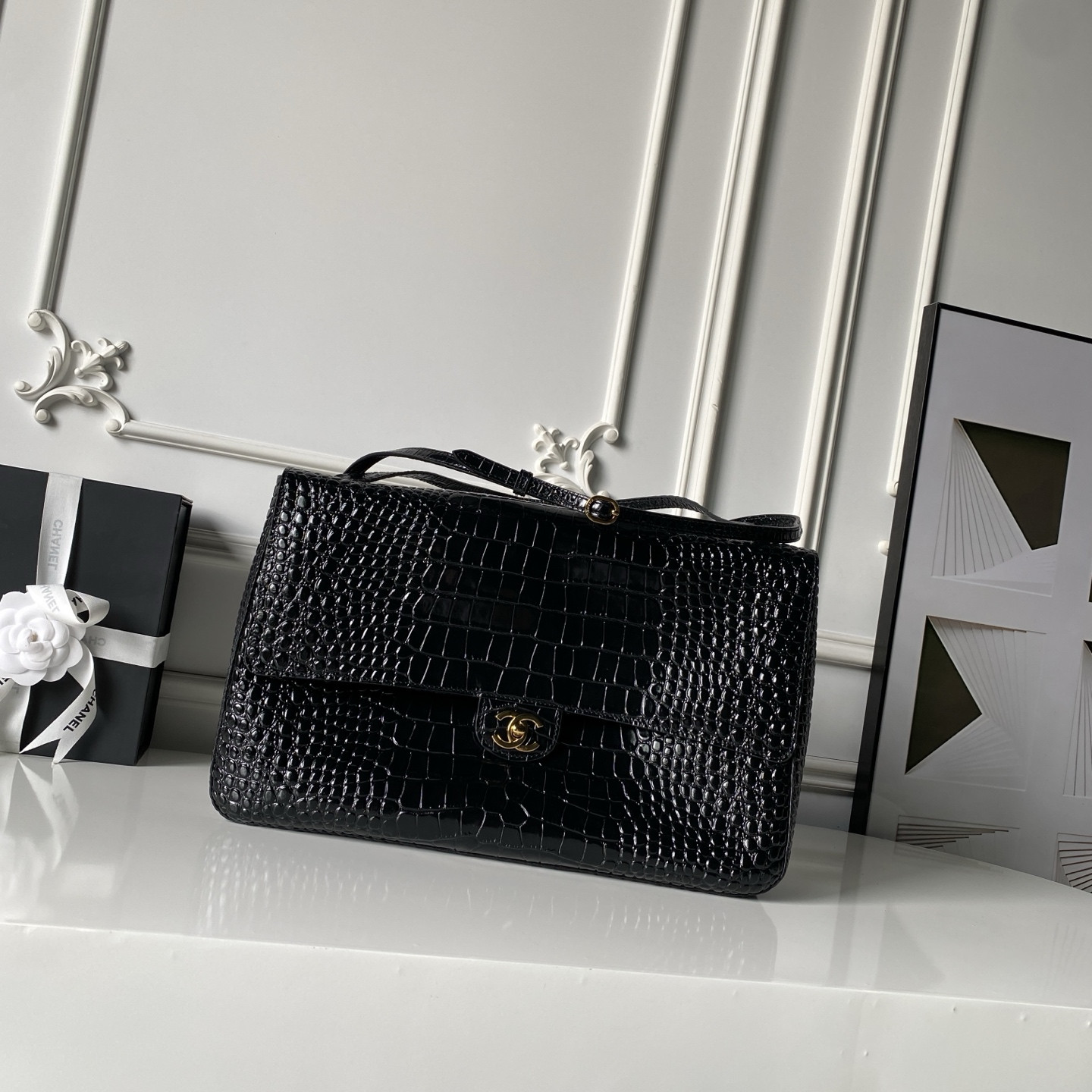 Ch**el maxi flap bag gold hardware as6233 26x38.5x11cm