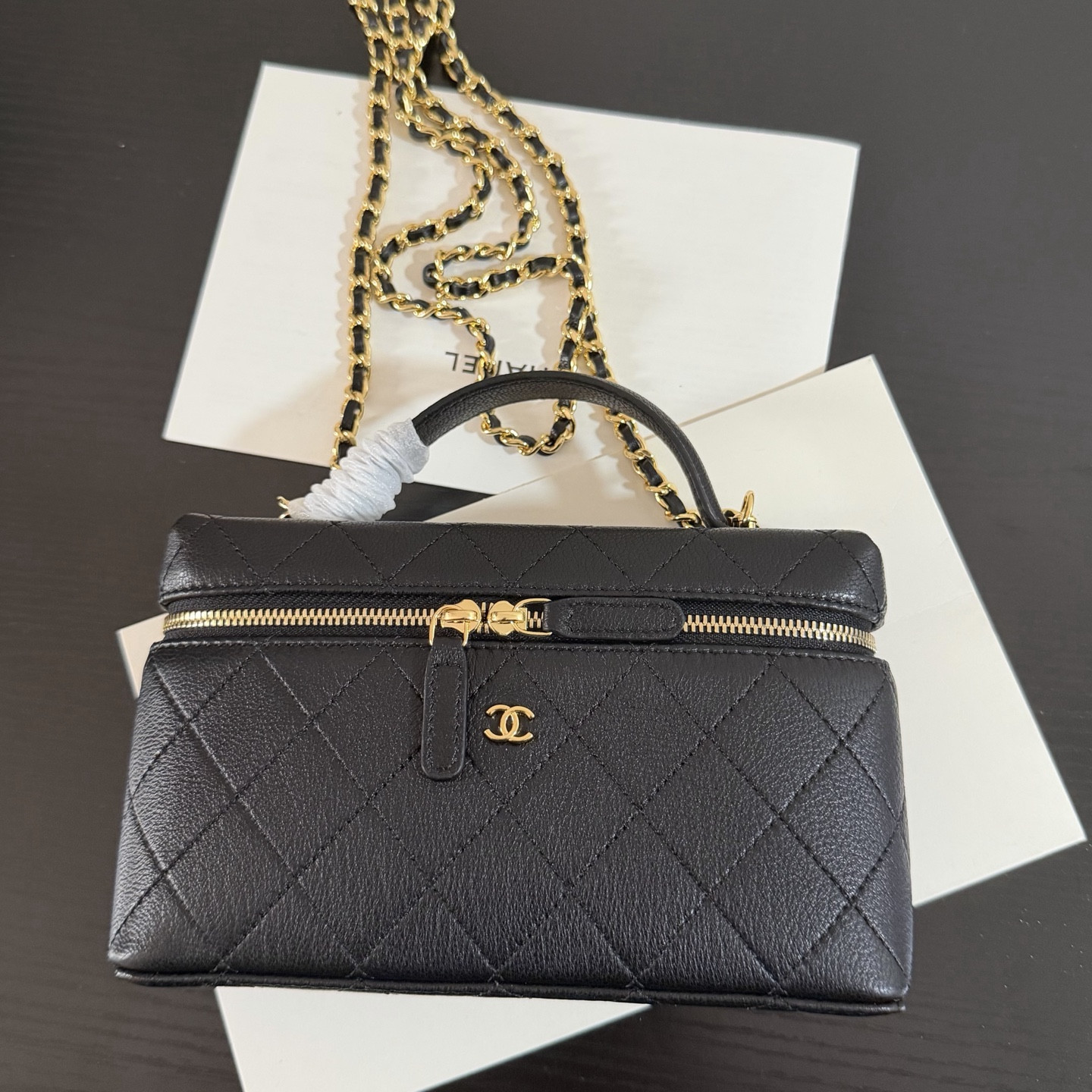 Ch**el classic vanity with chain handbag 17x19.5x5cm