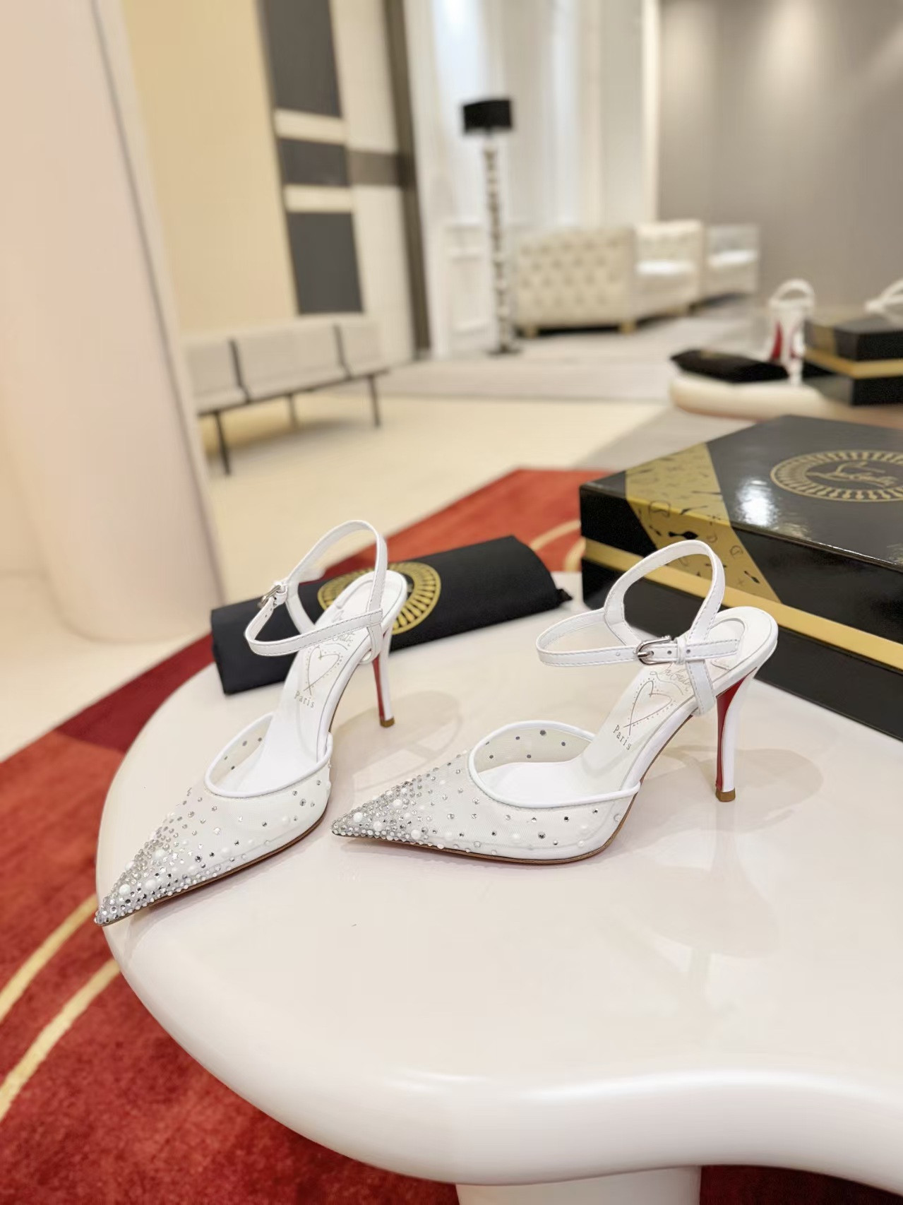 ua Chr1st1an louboutin miss z riviera strass pumps 8.5cm heel