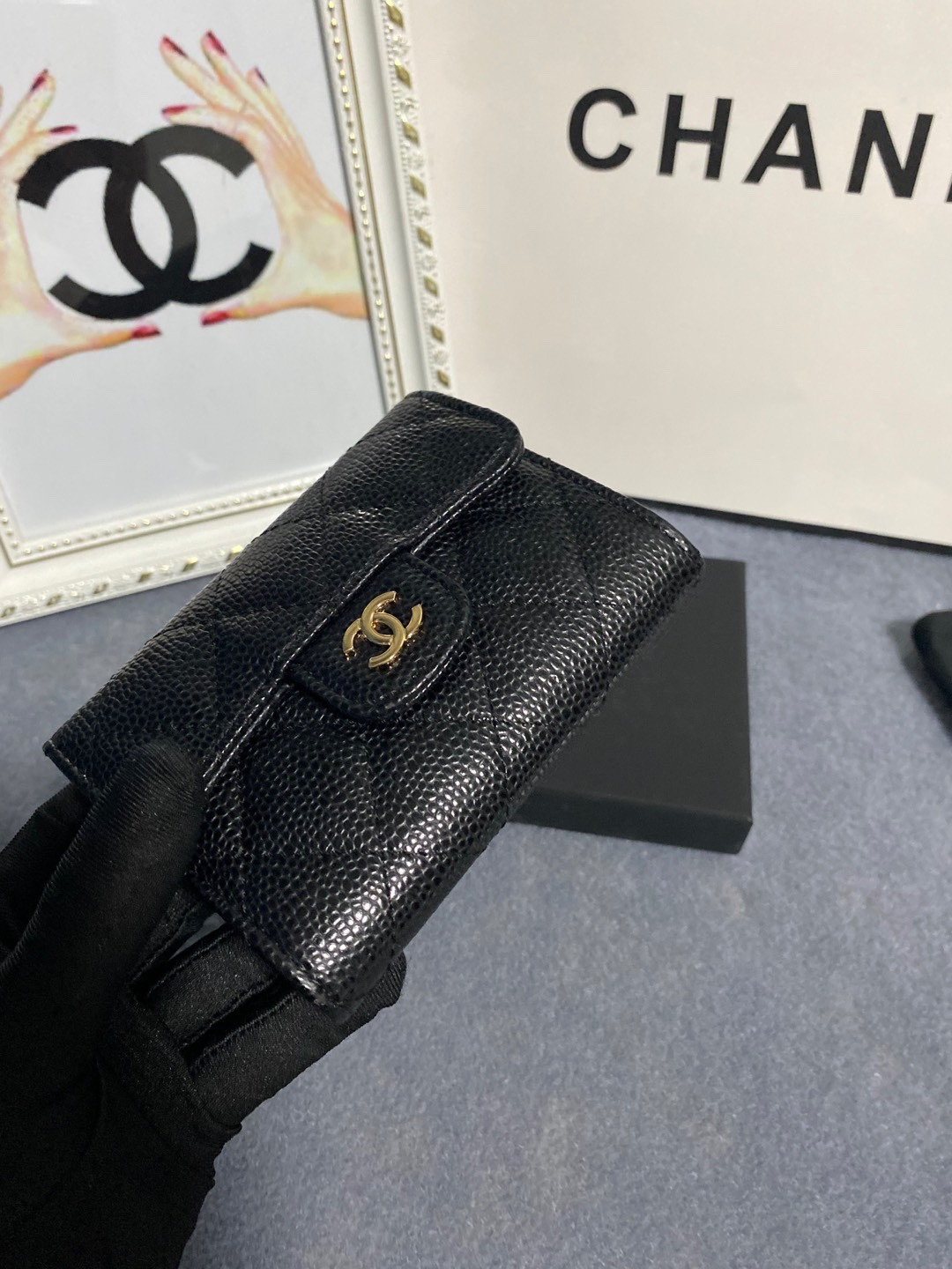 Ch**el flap wallet 12 x 8.5cm