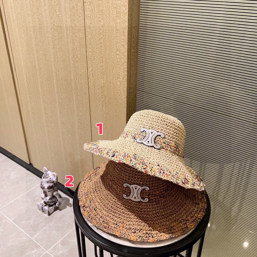 Ce1i*e crochet straw bucket hat