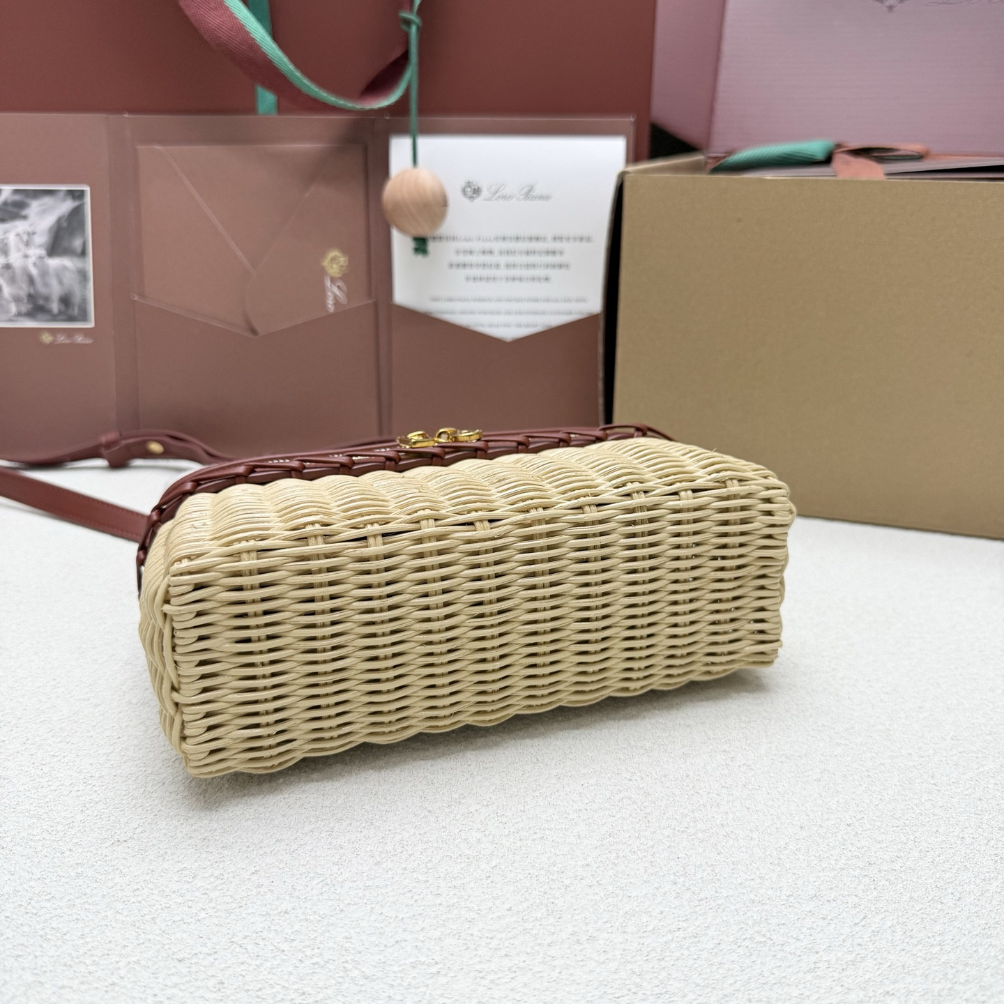 L0r0 P1ana extra pocket l19 wicker bag 19 x 11.5 x 7cm